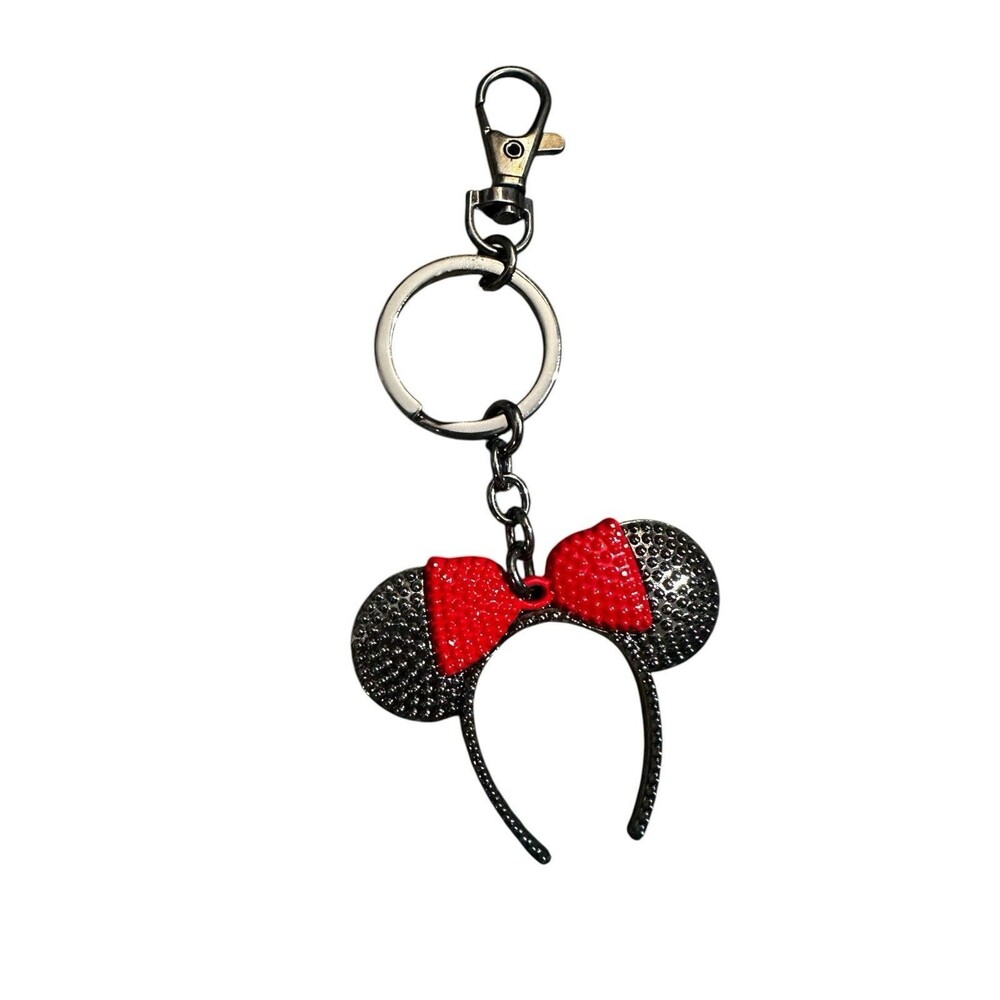 Disney Parks Exclusive 2019 Minnie Headband Ears Red Bow Keychain